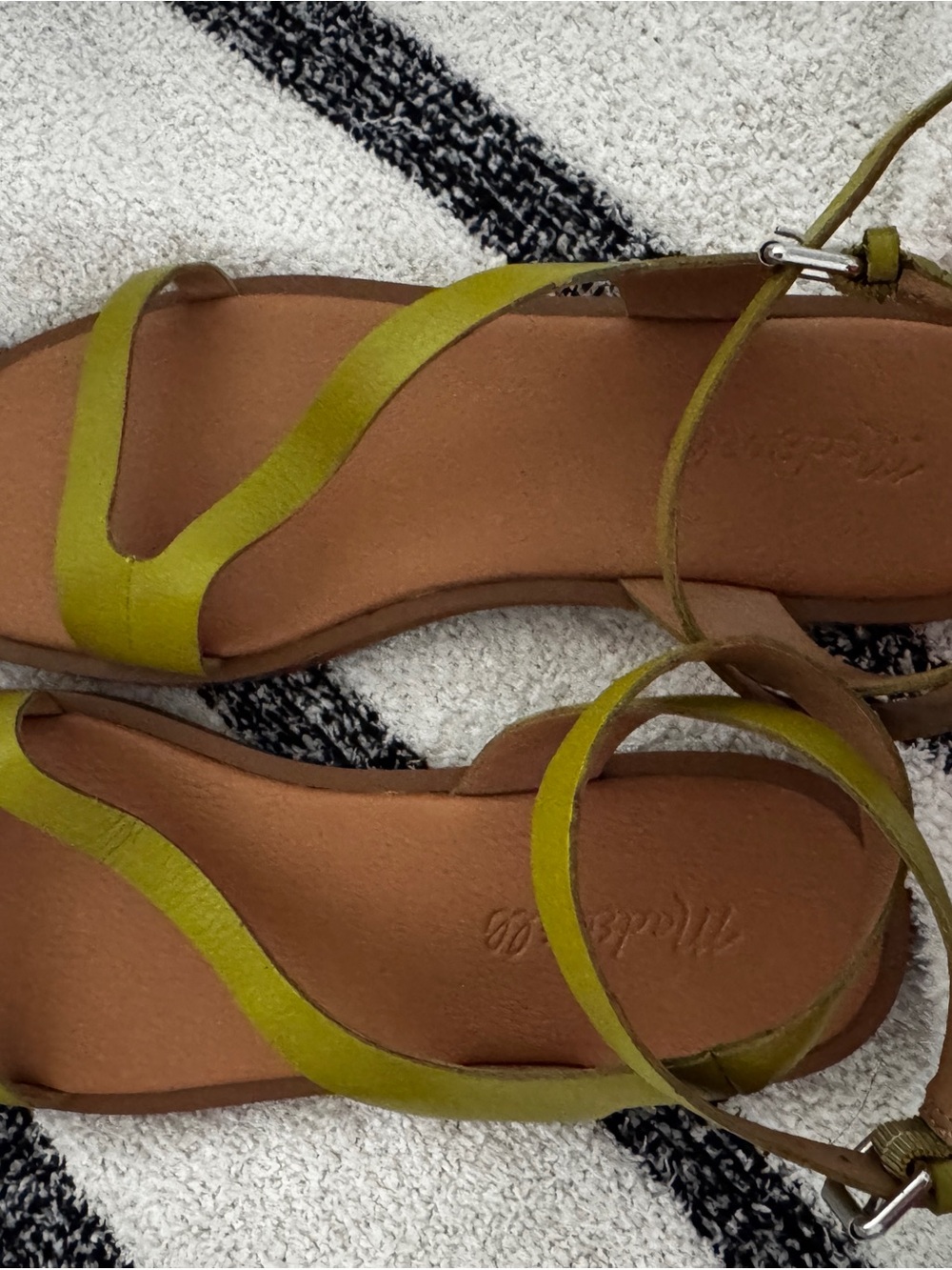 Madewell Chartreuse Leather Strappy Sandals